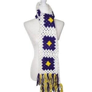 Handmade Crocheted Granny Square Scarf, OS Long